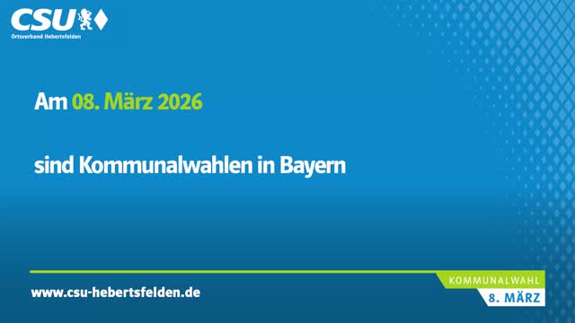 Am 08 März sind Kommunalwahlen bei uns, wir erklären wie die Wahl funktioniert

#wirfürhebertsfelden
#PolitikZumAnfassen #csu #hebertsfelden #näherammenschen