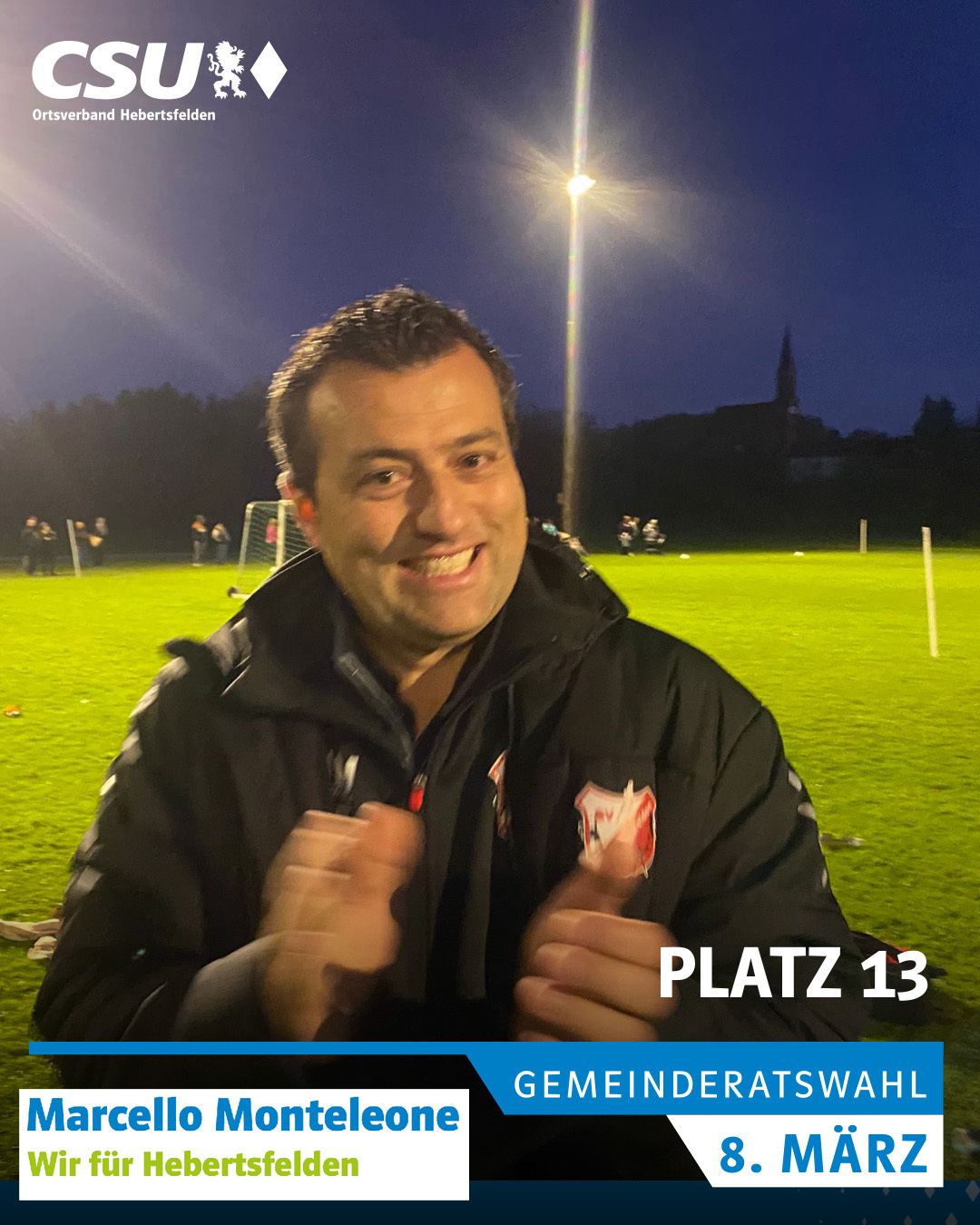 Marcello Monteleone, Hebertsfelden
37 Jahre, Geschäftsführer, verheiratet, 2 Kinder
Fußballjugendtrainer in Hebertsfelden
Hobbys: Fußball, Squash, Snowboard

#wirfürhebertsfelden
#PolitikZumAnfassen #csu #hebertsfelden #näherammenschen