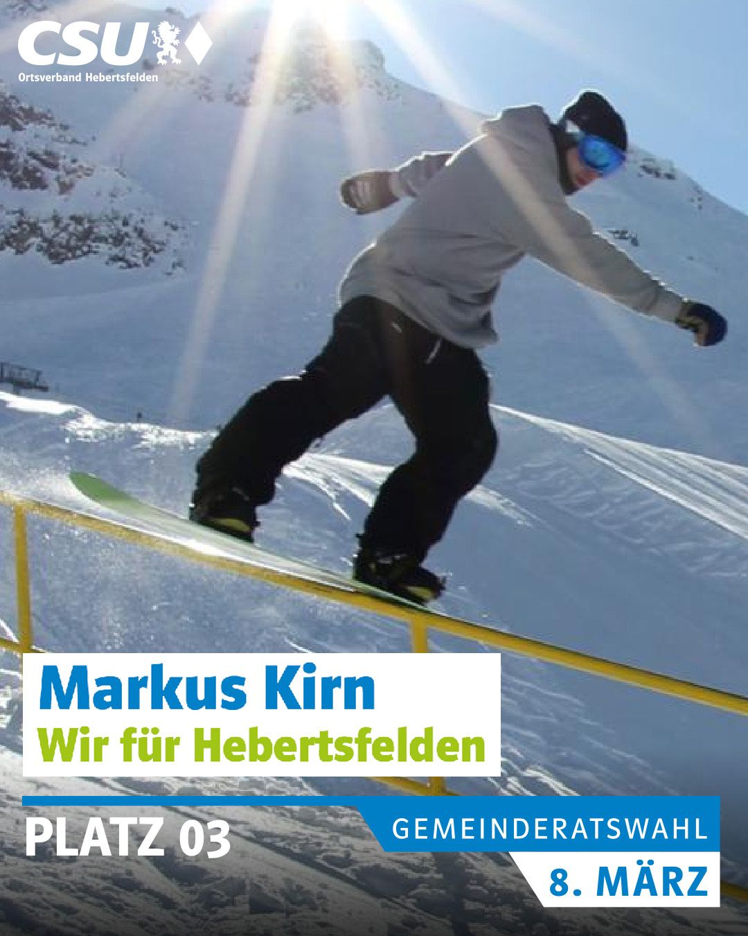 Markus Kirn, Hebertsfelden
40 Jahre, Geschäftsführer, verheiratet, 2 Kinder, Gemeinderat seit 2023
Mitglied bei: SV Hebertsfelden, Trachtenverein Lindenthaler 
Hobbys: Snowboarden, Fußball, Musik

#wirfürhebertsfelden
#PolitikZumAnfassen #csu #hebertsfelden #näherammenschen